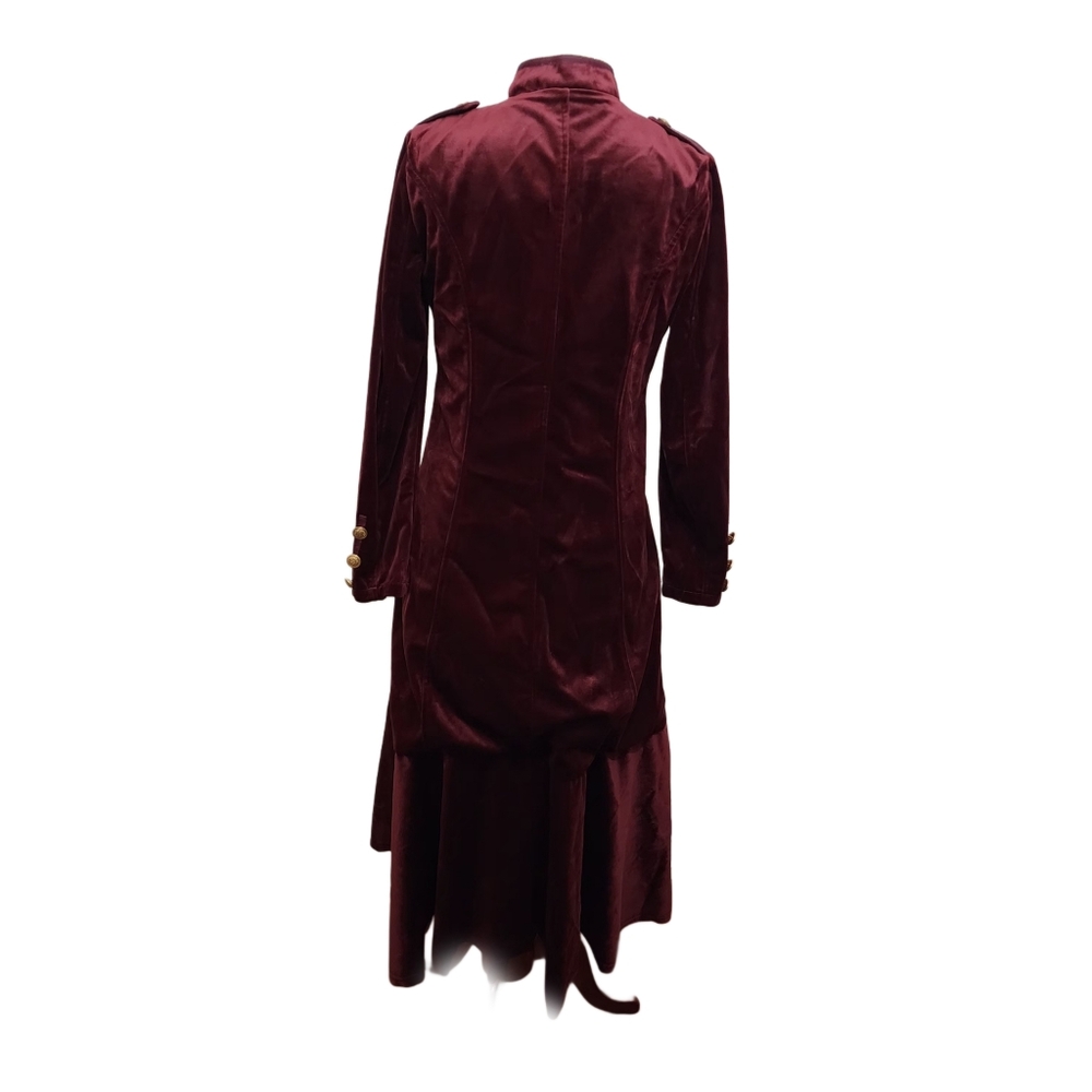 Trish Scully burgundy skirted jacket with gold buttons size 6 Bridgerton jacket - Picture 6 of 11